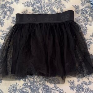 ALO Yoga Black Mesh Mini Skort with pocket